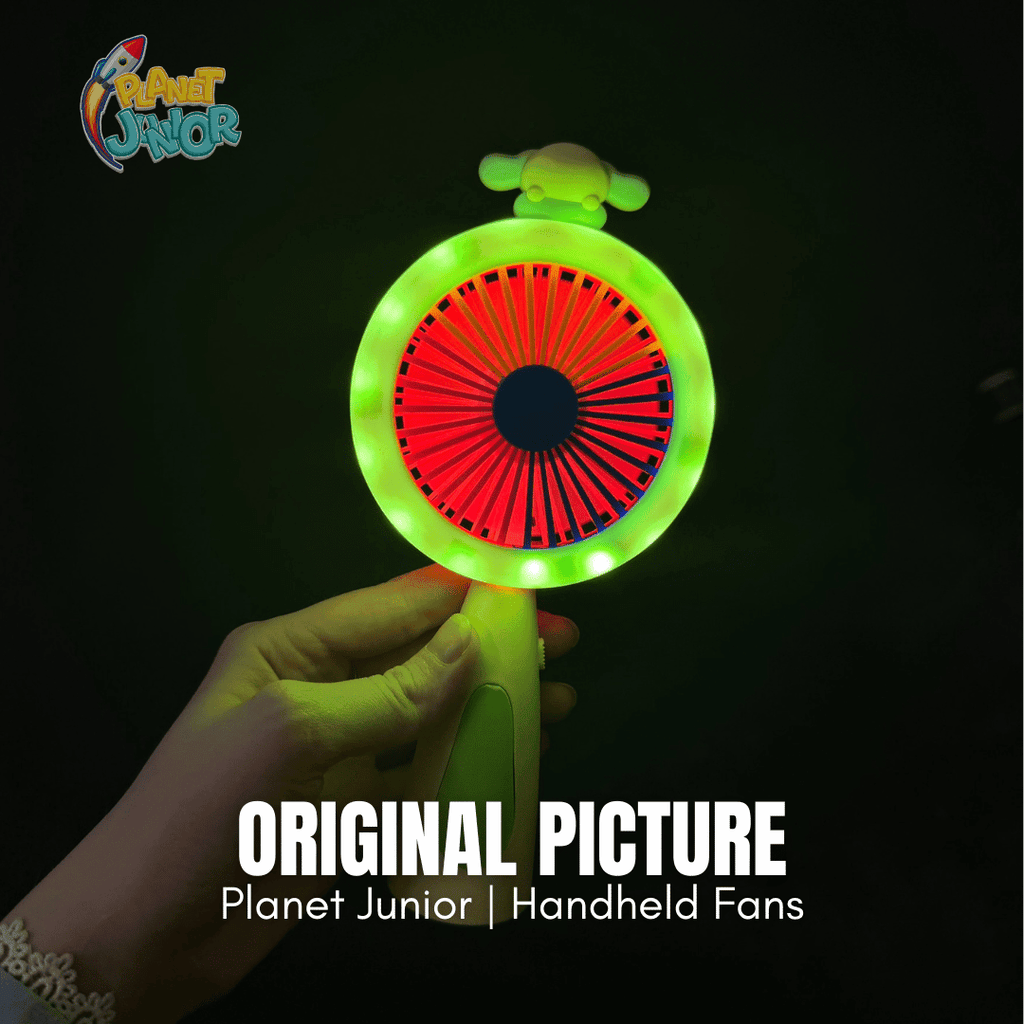 LED Rainbow Mini Handheld Fan – Rechargeable Portable Cooling Fan with Night Light