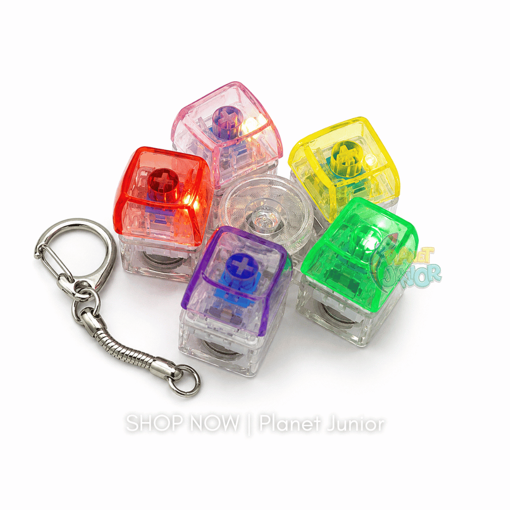 RGB Light-Up Mechanical Keyboard Fidget Spinner – 5-Key Clicker Toy