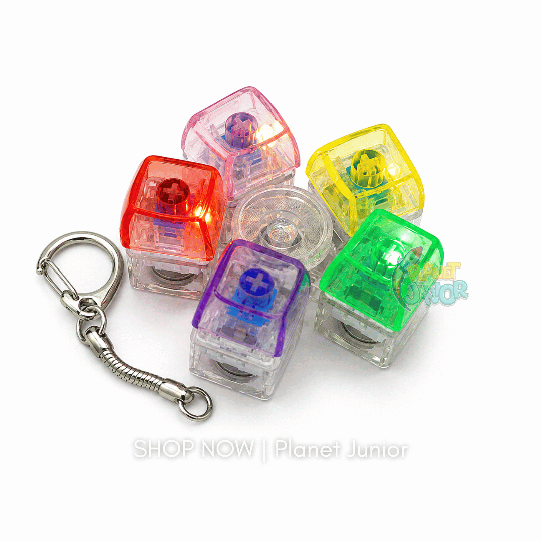 RGB Light-Up Mechanical Keyboard Fidget Spinner – 5-Key Clicker Toy