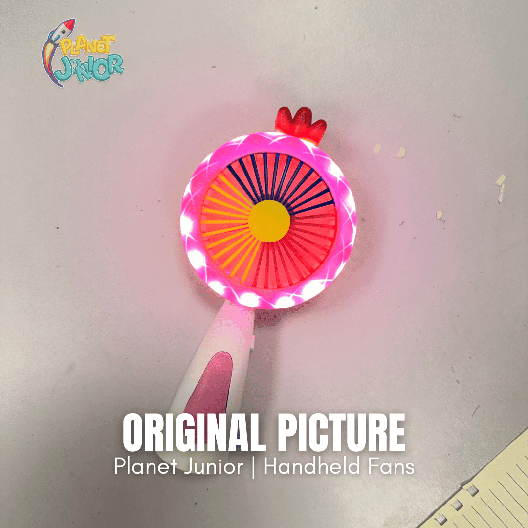 LED Rainbow Mini Handheld Fan – Rechargeable Portable Cooling Fan with Night Light