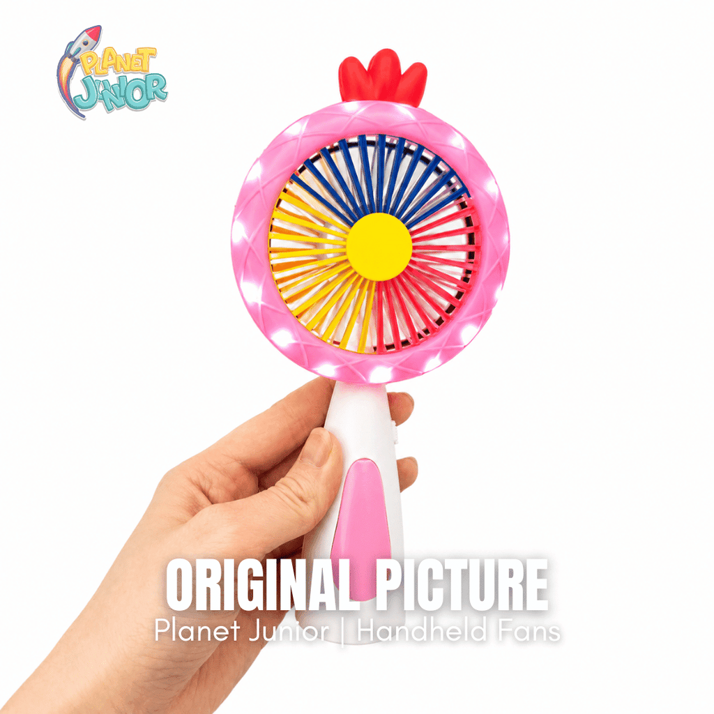 LED Rainbow Mini Handheld Fan – Rechargeable Portable Cooling Fan with Night Light