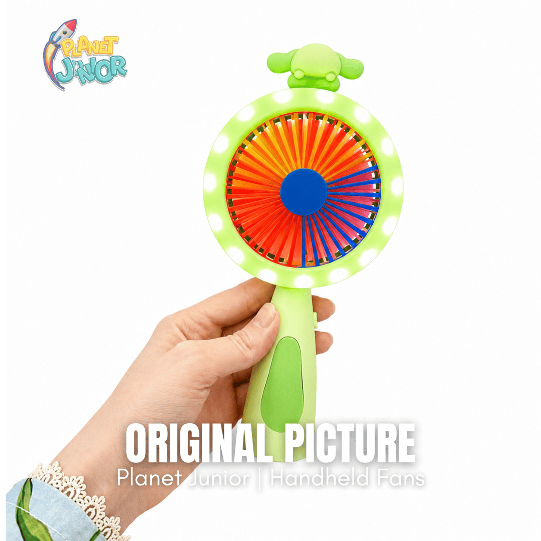LED Rainbow Mini Handheld Fan – Rechargeable Portable Cooling Fan with Night Light