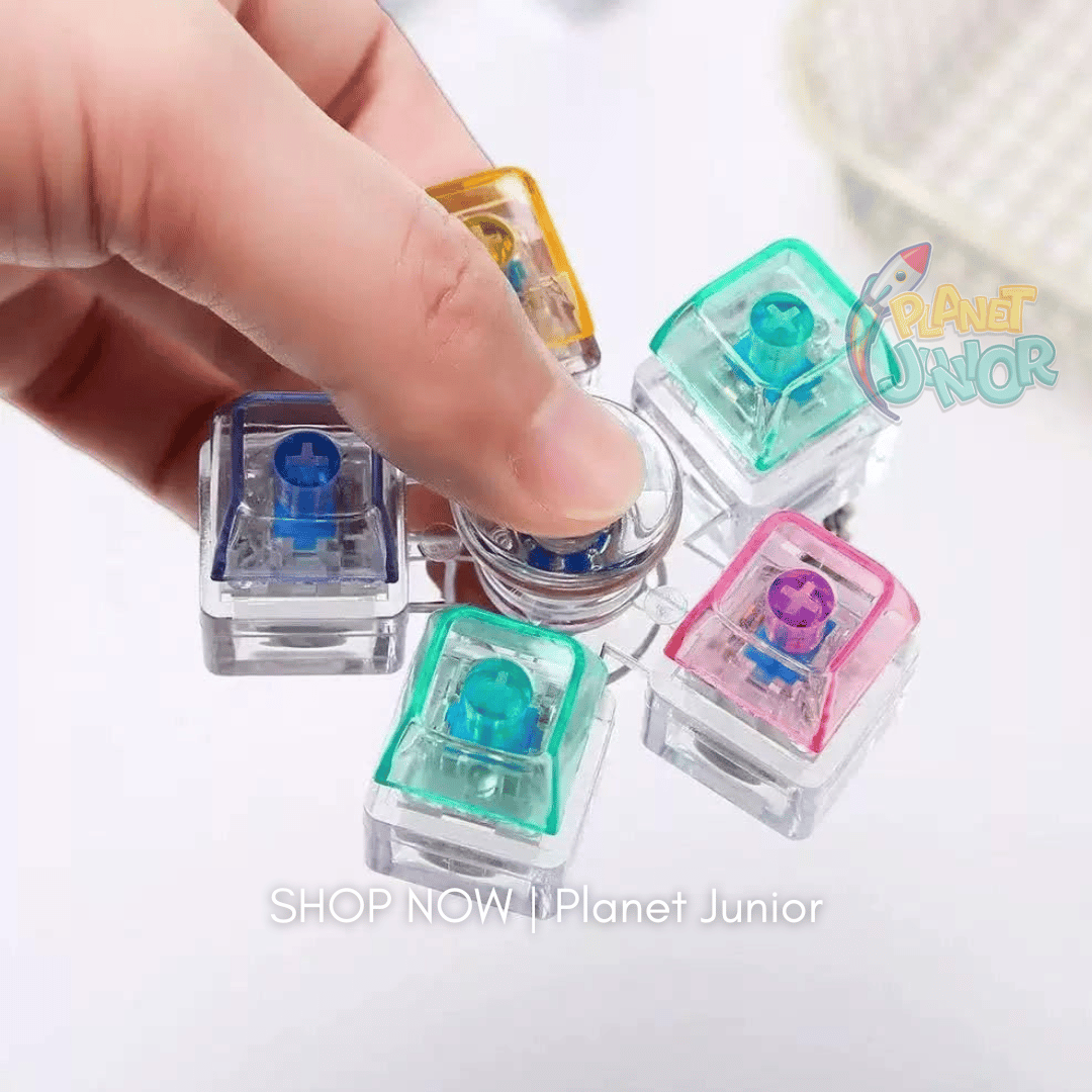 RGB Light-Up Mechanical Keyboard Fidget Spinner – 5-Key Clicker Toy