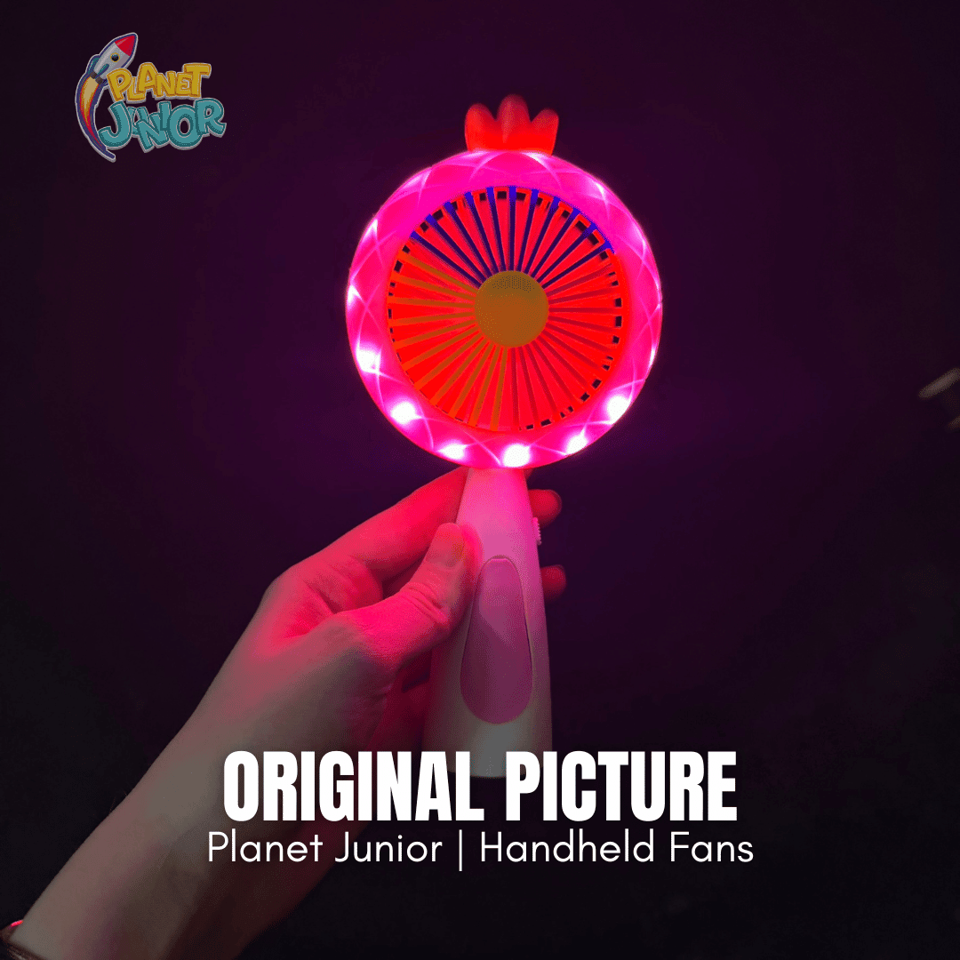 LED Rainbow Mini Handheld Fan – Rechargeable Portable Cooling Fan with Night Light