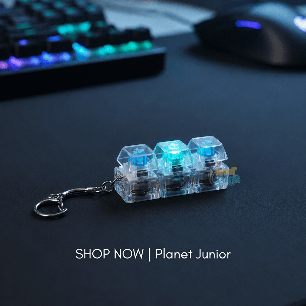 RGB Light-Up Mechanical Keyboard Fidget Keychain – 3-Key Clicker Toy