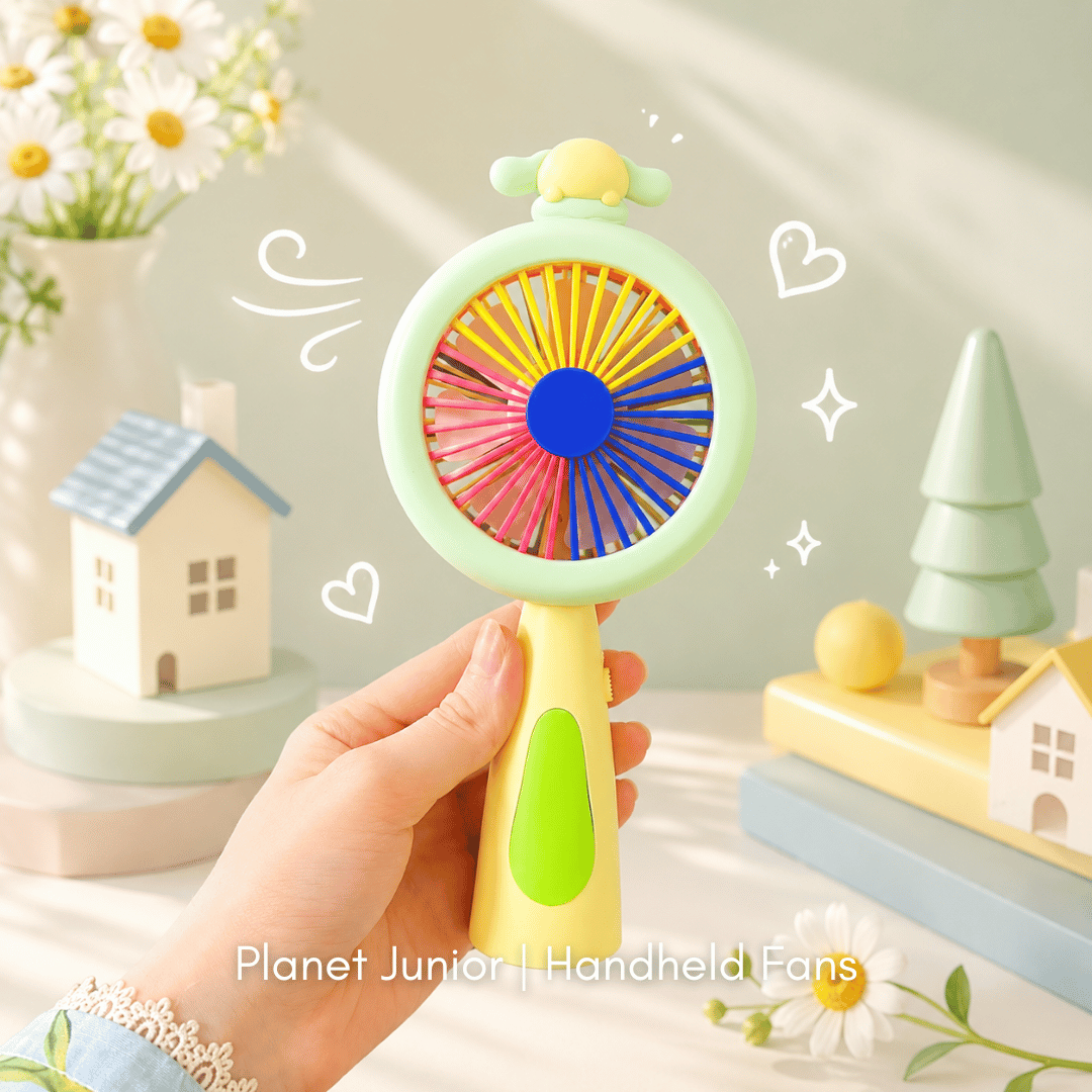 LED Rainbow Mini Handheld Fan – Rechargeable Portable Cooling Fan with Night Light