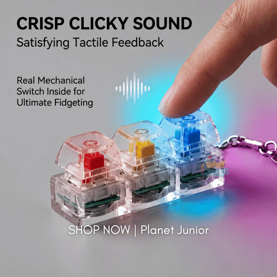 RGB Light-Up Mechanical Keyboard Fidget Keychain – 3-Key Clicker Toy