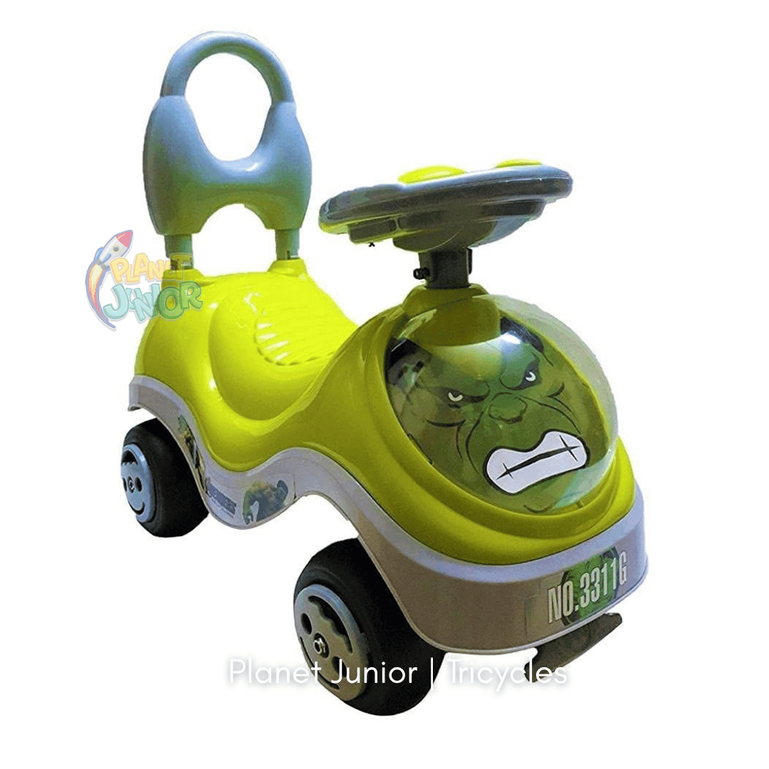 💚 Hulk-Themed Kids Tolo Ride-On Car with Backrest & Steering Wheel