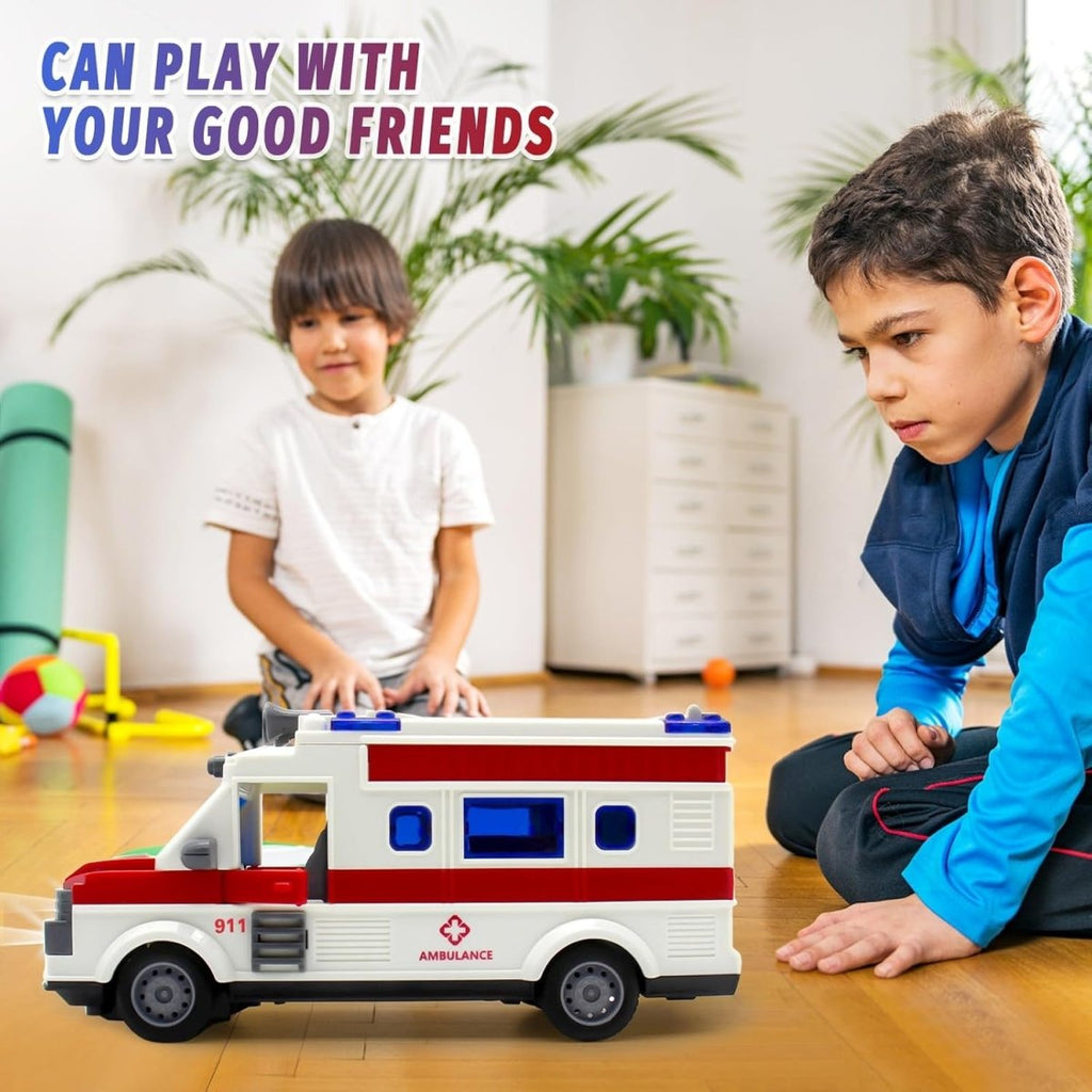 2.4G Remote Control Ambulance – Flashing Lights & Rescue Sound Emergency Truck for Kids