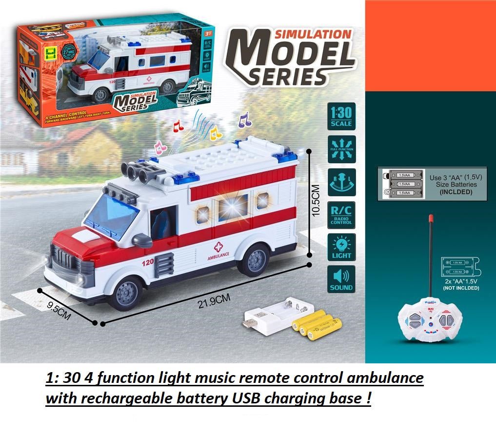 2.4G Remote Control Ambulance – Flashing Lights & Rescue Sound Emergency Truck for Kids