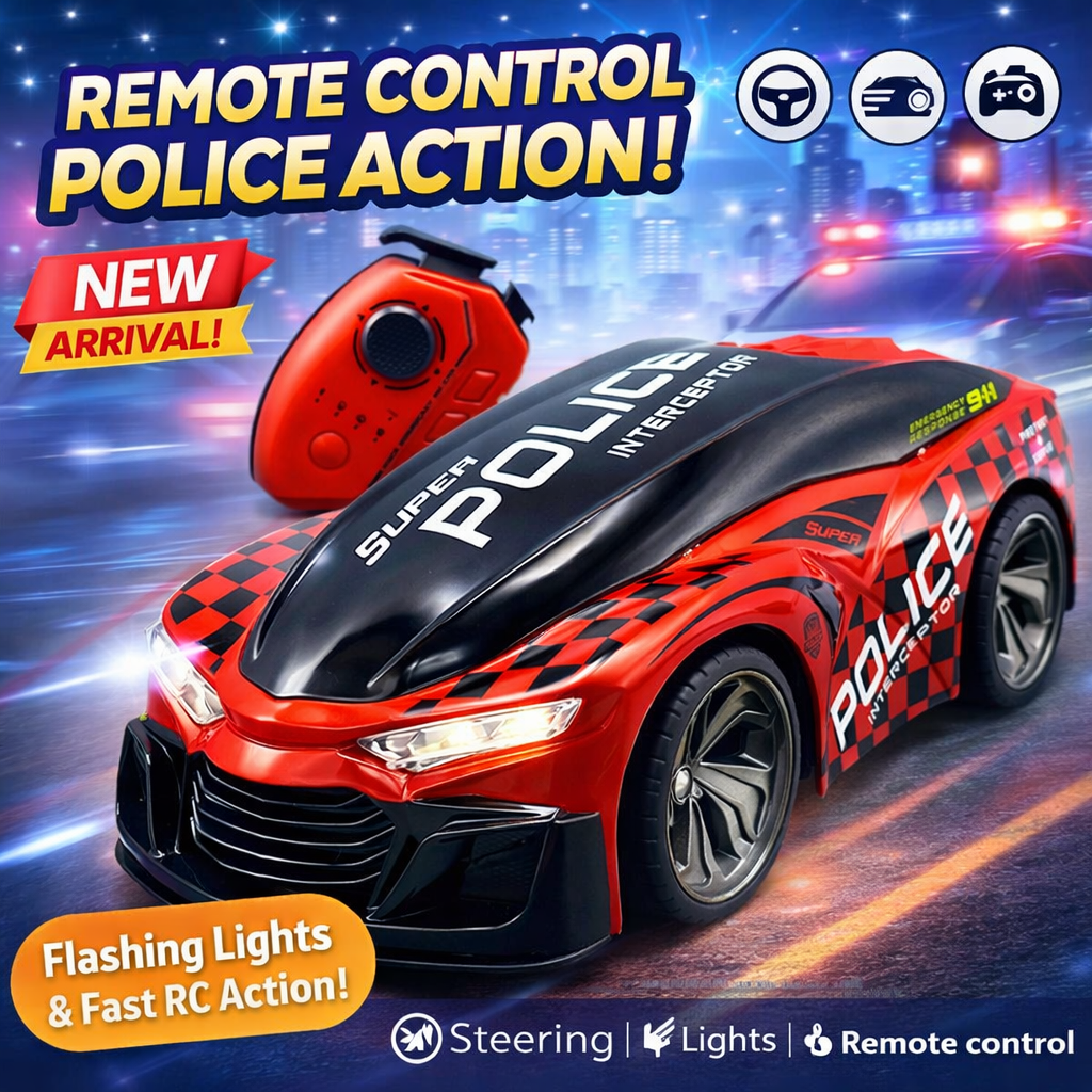 2.4GHz RC Voice Enabled Police Car – Flashing Lights Patrol Interceptor