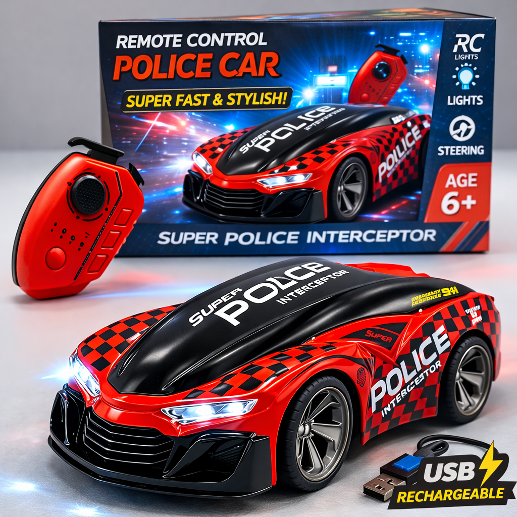 2.4GHz RC Voice Enabled Police Car – Flashing Lights Patrol Interceptor