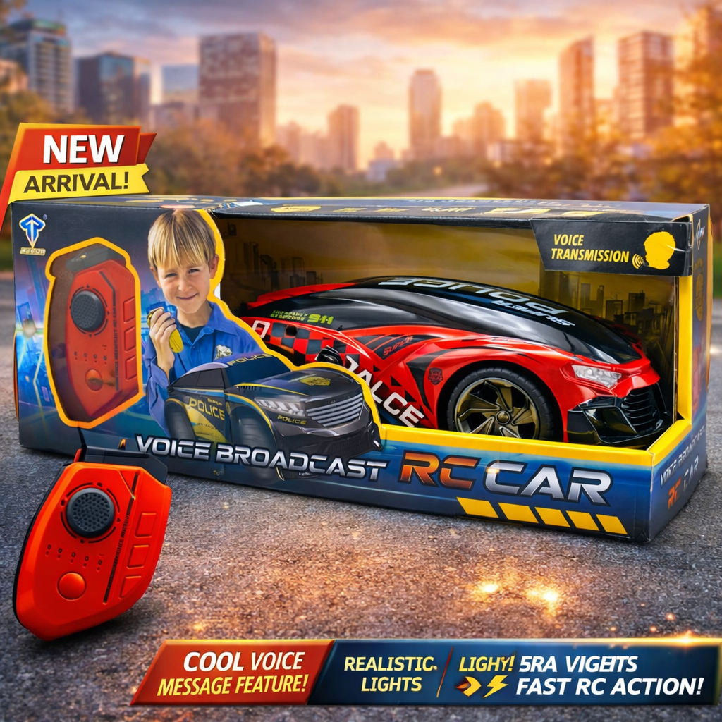 2.4GHz RC Voice Enabled Police Car – Flashing Lights Patrol Interceptor