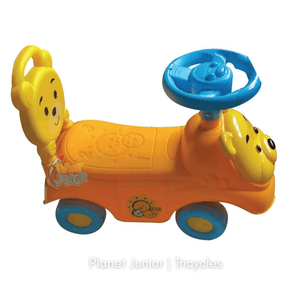 🐻 Cute Pooh Bear-Themed Kids Push Ride-On Car with Steering Wheel & Backrest
