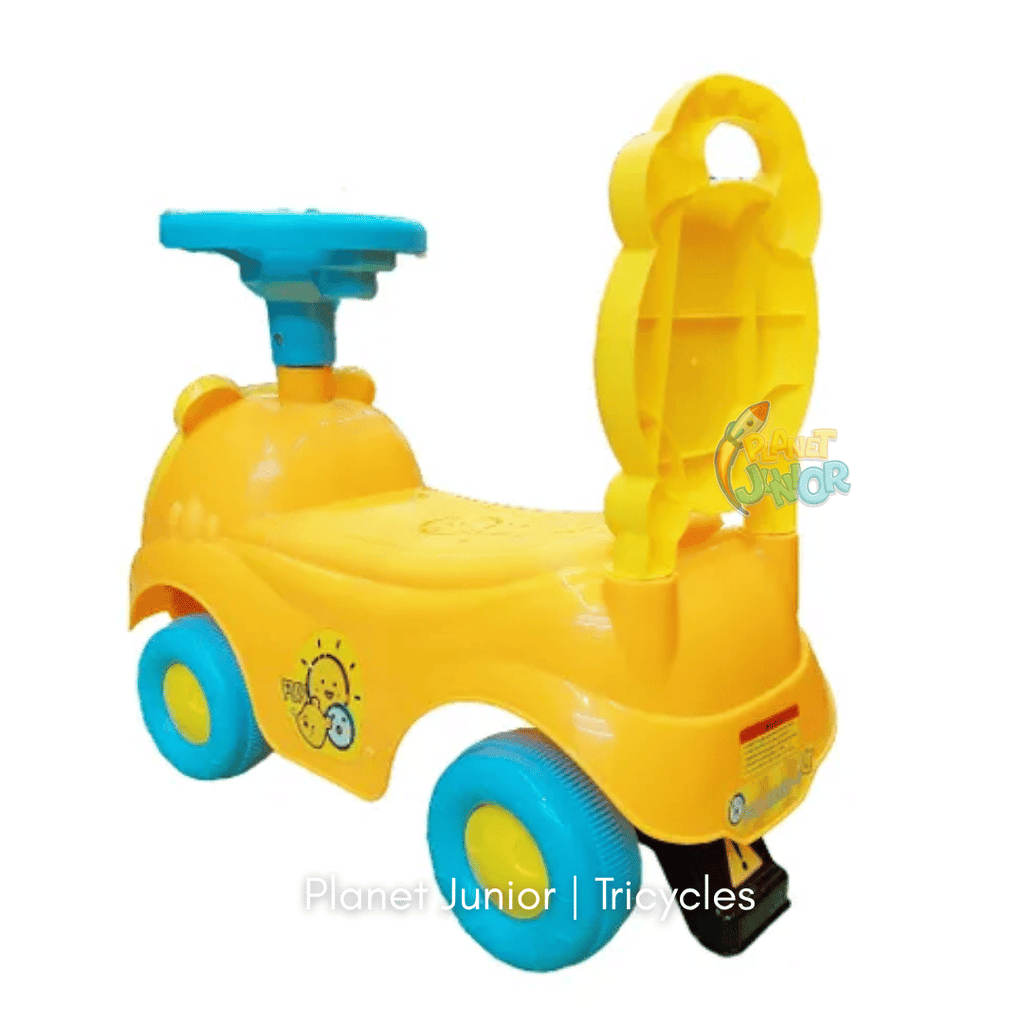 🐻 Cute Pooh Bear-Themed Kids Push Ride-On Car with Steering Wheel & Backrest