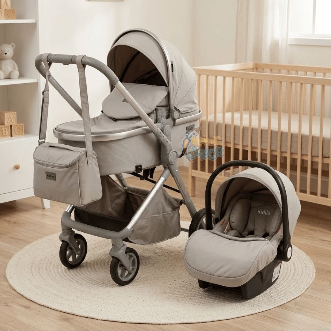 Kidilo Luxury 3-in-1 Baby Stroller, Car Seat & Mommy Bag Travel System