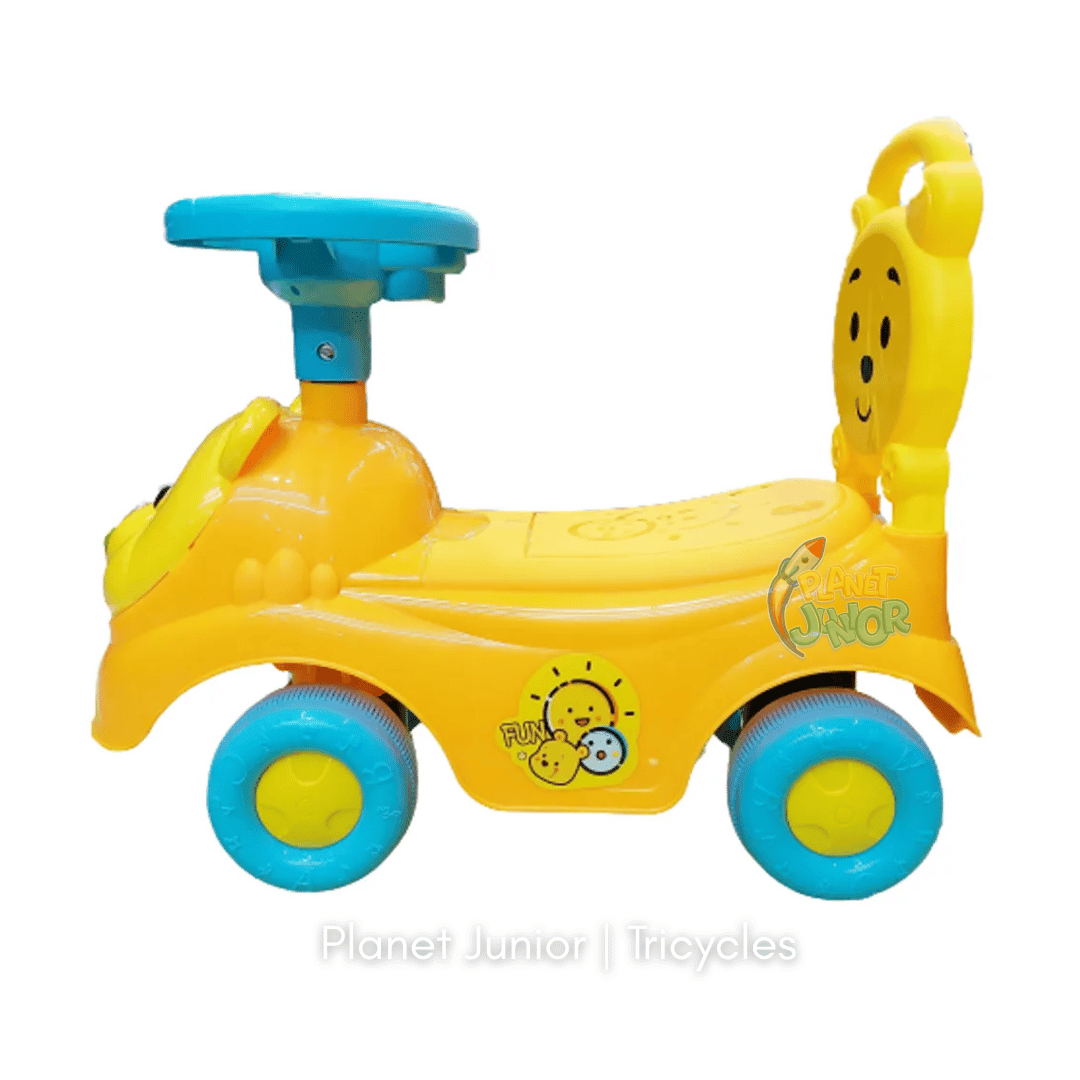 🐻 Cute Pooh Bear-Themed Kids Push Ride-On Car with Steering Wheel & Backrest