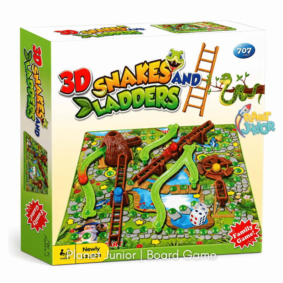 3D Snakes & Ladders Family Board Game