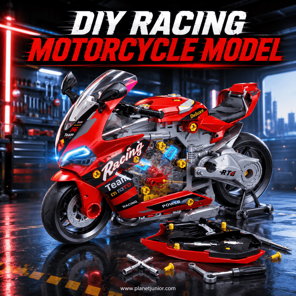 2-in-1 Take-Apart Motorcycle Workshop Building Set