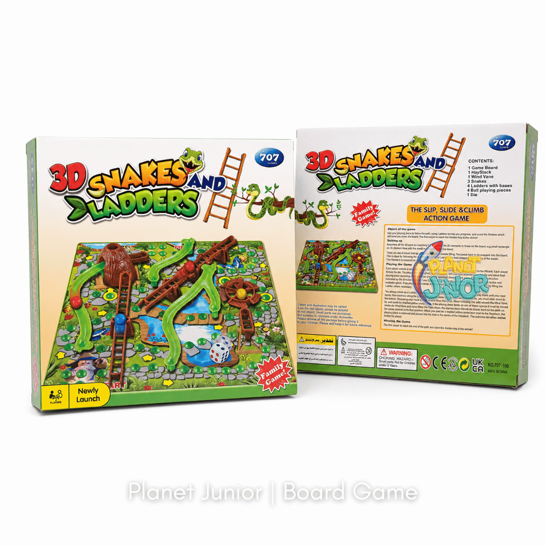 3D Snakes & Ladders Family Board Game