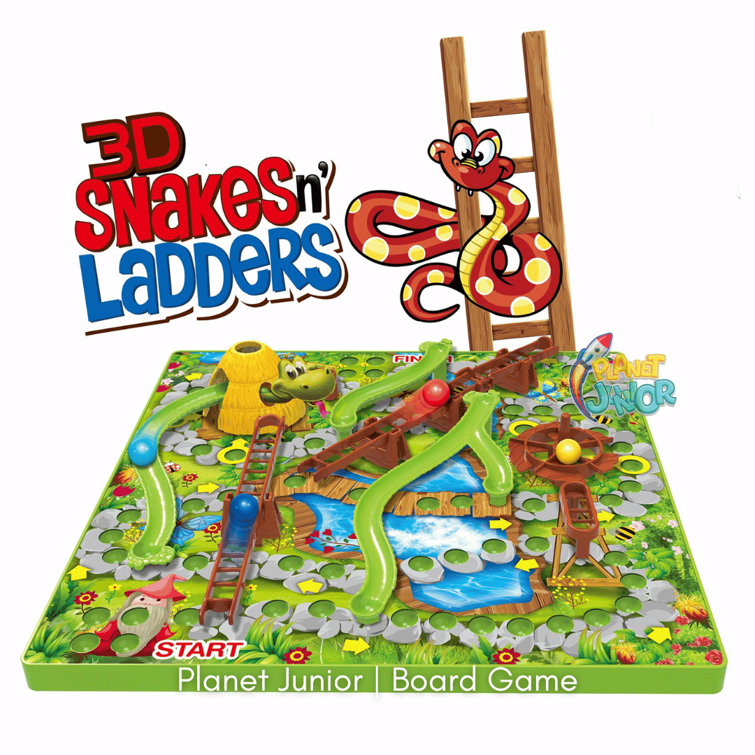 3D Snakes & Ladders Family Board Game