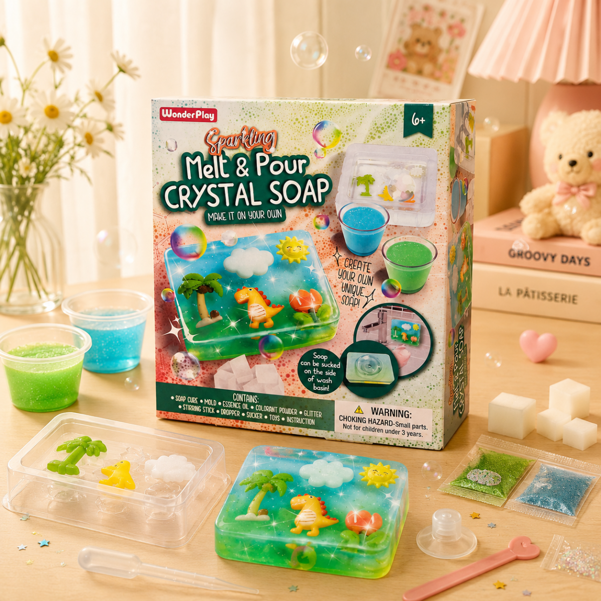 Sparkling Melt & Pour Crystal Soap Kit for Kids – DIY Soap Making Craft Set