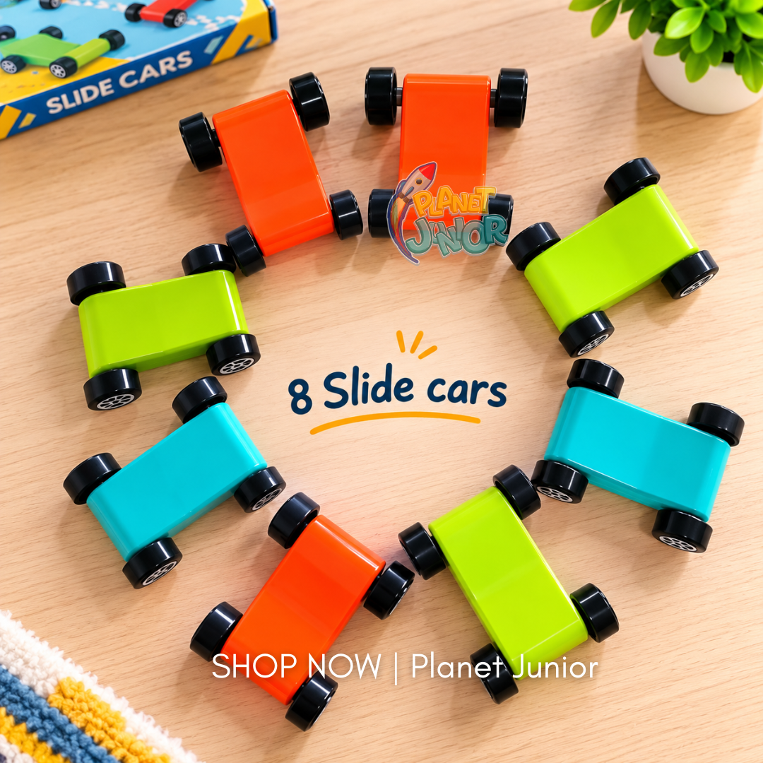 DIY Gliding Rail Car Multi-Level Racing Track Set with 8 Slide Cars