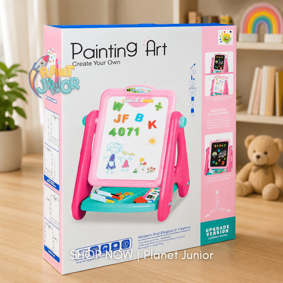 2in1 Kids Magnetic Drawing & Learning Easel – Creative Art & Writing Board
