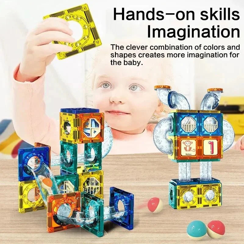 Glowing Ferris Wheel Magnetic Pipeline Building Blocks | 71Pcs
