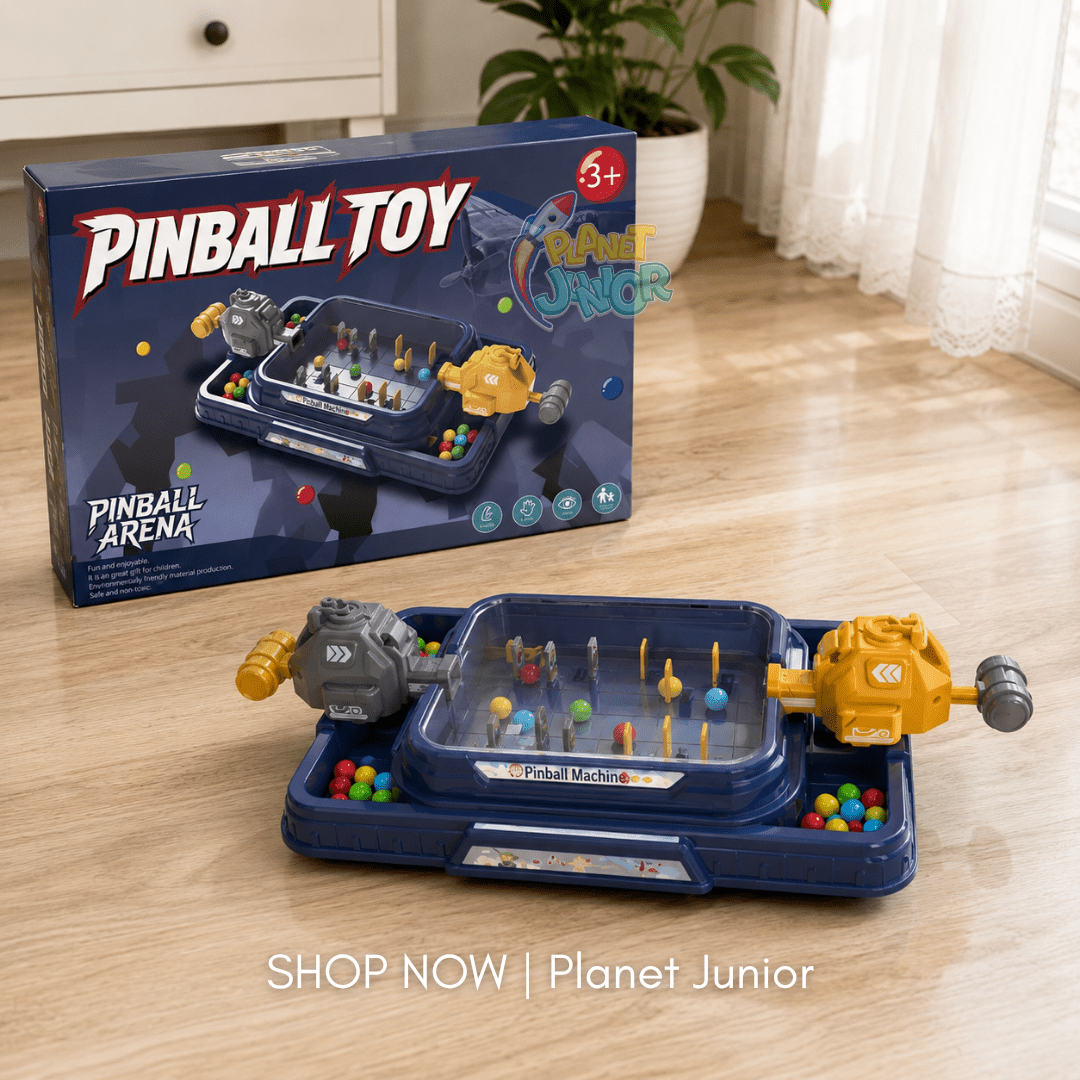 Kids Tabletop Pinball Arena Game with Dual Hammer Launchers & Colorful Balls