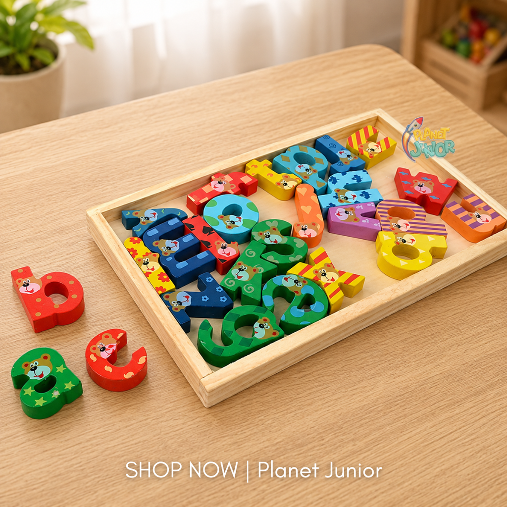 Wooden Bear Alphabet Lacing Puzzle Learning Set