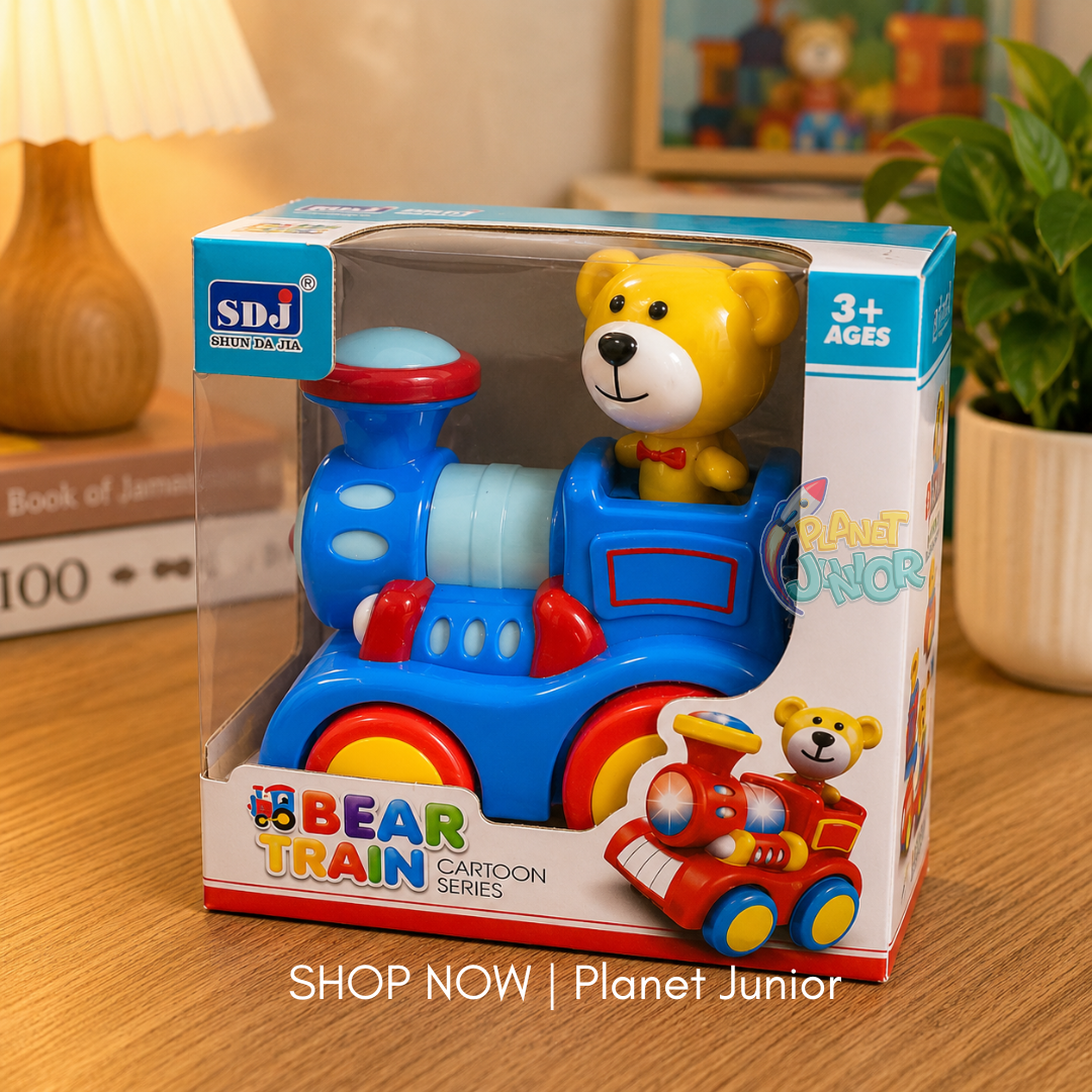 Bear Train Bump & Go Musical Toy with Lights for Kids