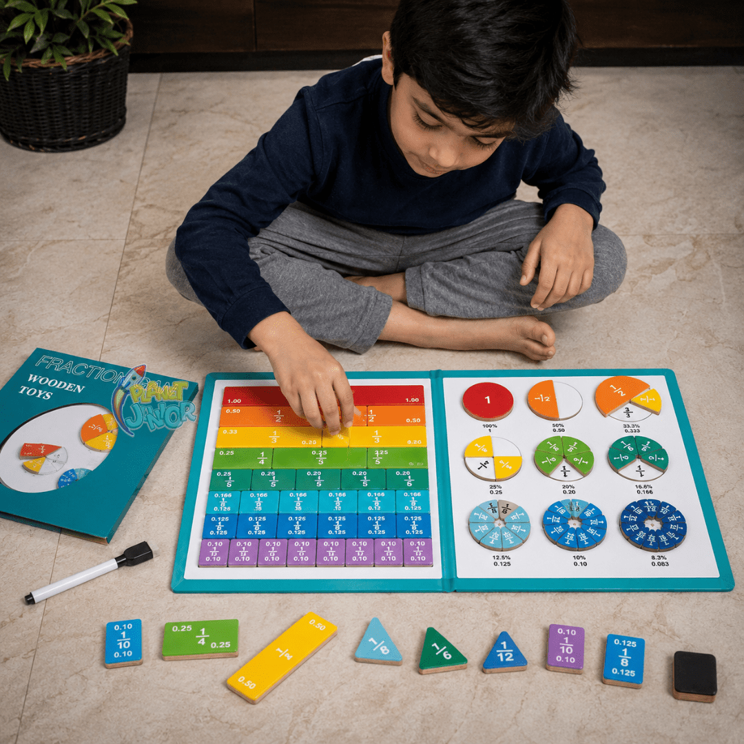 Wooden Fraction Learning Board Educational Math Set