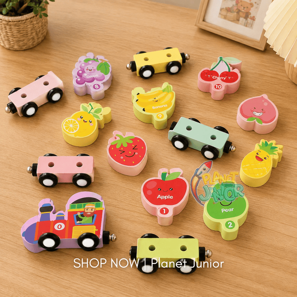 Wooden Magnetic Fruit Train – Number, Color & Fruit Learning Toy