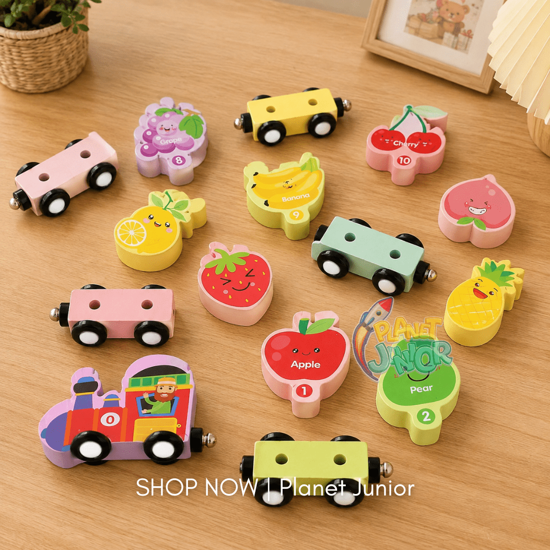 Wooden Magnetic Fruit Train – Number, Color & Fruit Learning Toy