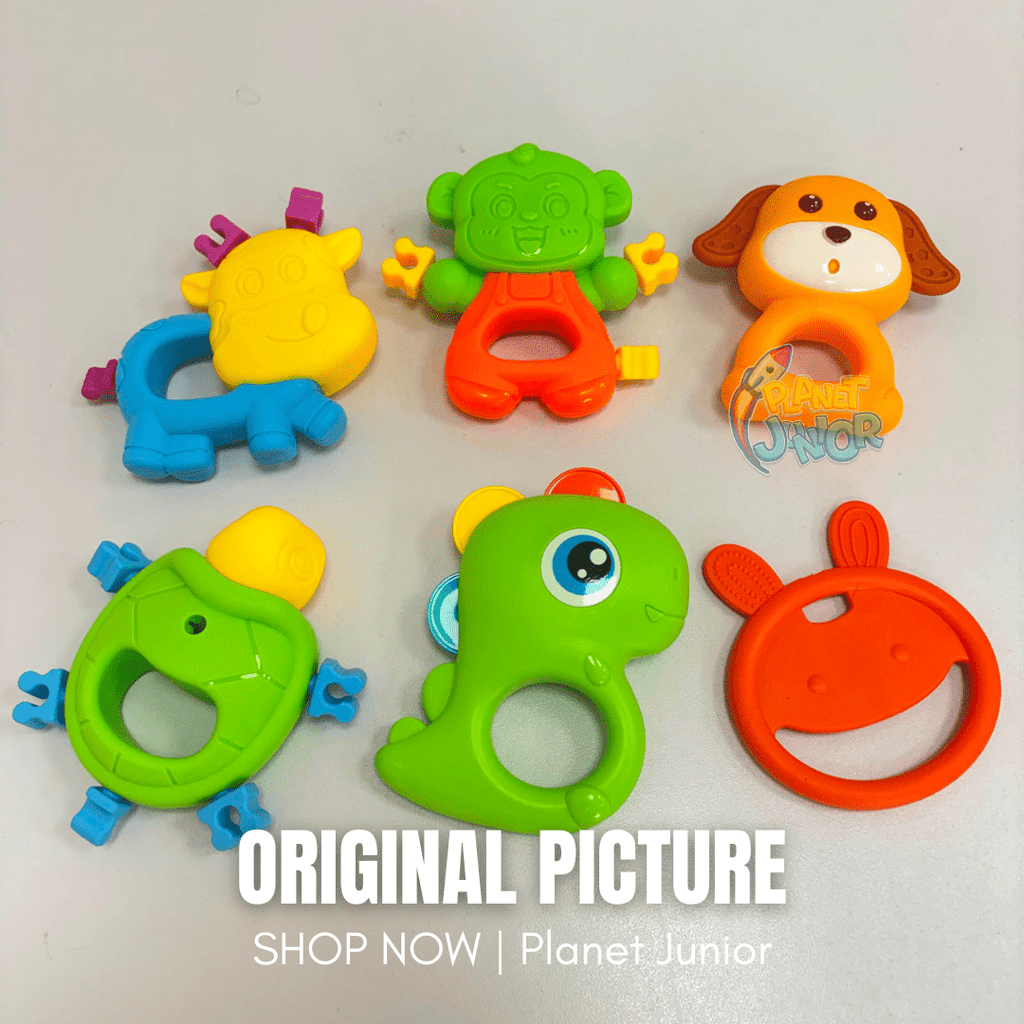 Colorful Animal-Shaped Baby Rattle & Teether Set