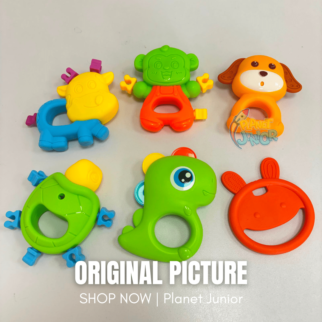 Colorful Animal-Shaped Baby Rattle & Teether Set