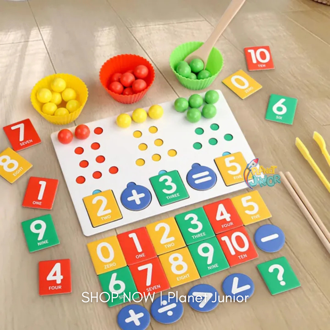 Wooden Clamp Beads Math Learning & Counting Activity Set