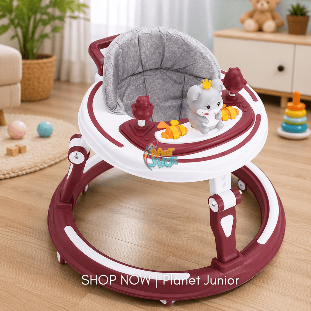 Interactive Baby Learning Walker with Music, Activity Tray & Padded Seat