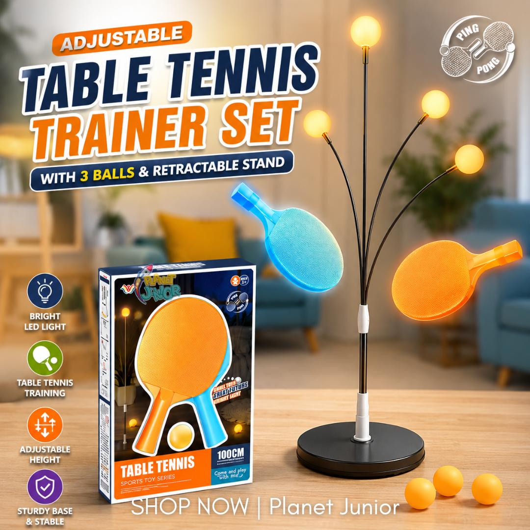 Adjustable Table Tennis Trainer Set with 3 Balls & Retractable Stand