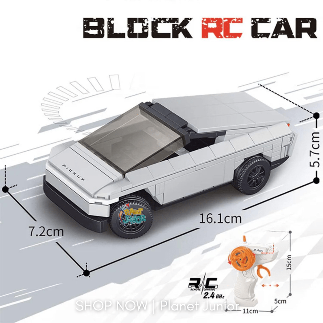 DIY 1:20 Cybertruck-Inspired Rechargeable RC Building Block Car
