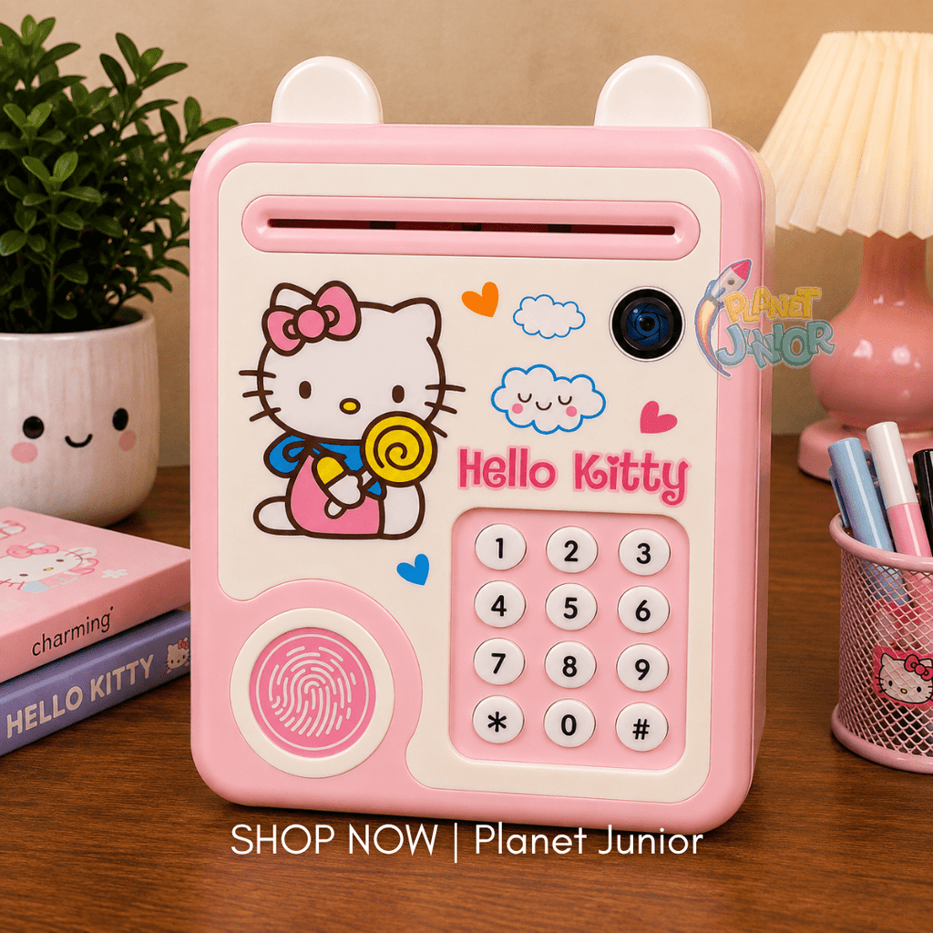 Hello Kitty Mini ATM Bank with Fingerprint & Password Unlock & Music