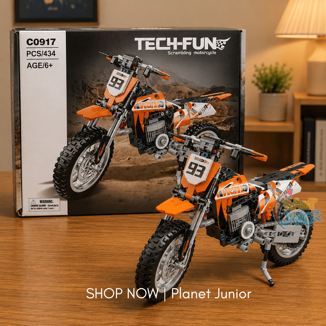 Off-Road Motorcycle Legos Set with Working Chain Drive