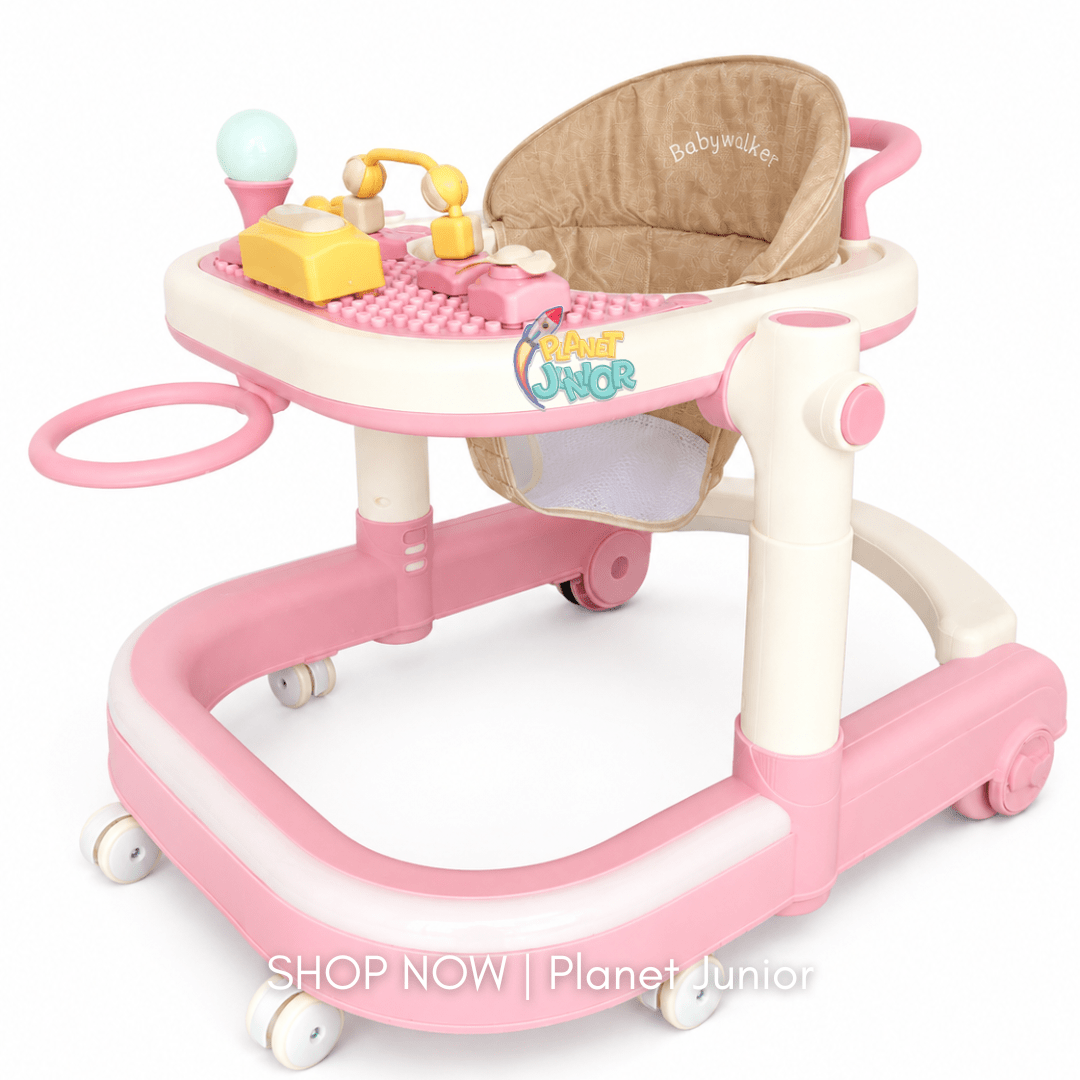 Foldable 3-in-1 Baby Walker with Activity Tray, Music & Lights