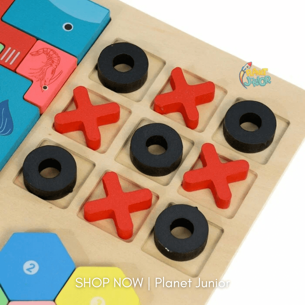 Wooden Tetris Puzzle 4-in-1 Educational Learning Board