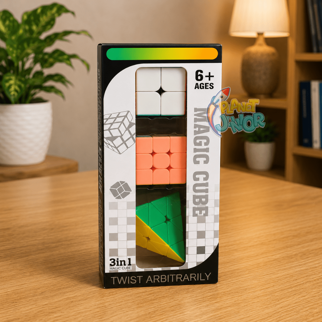 3-in-1 Magic Cube Puzzle Set for Kids – Twist & Solve Activity Set