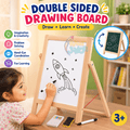 Wooden Double-Sided Drawing Board with Magnetic Letters & Numbers for Kids