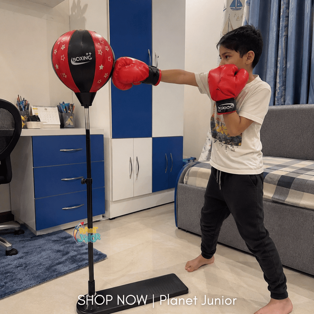 Adjustable Kids Boxing Sport Set with Freestanding Punching Ball