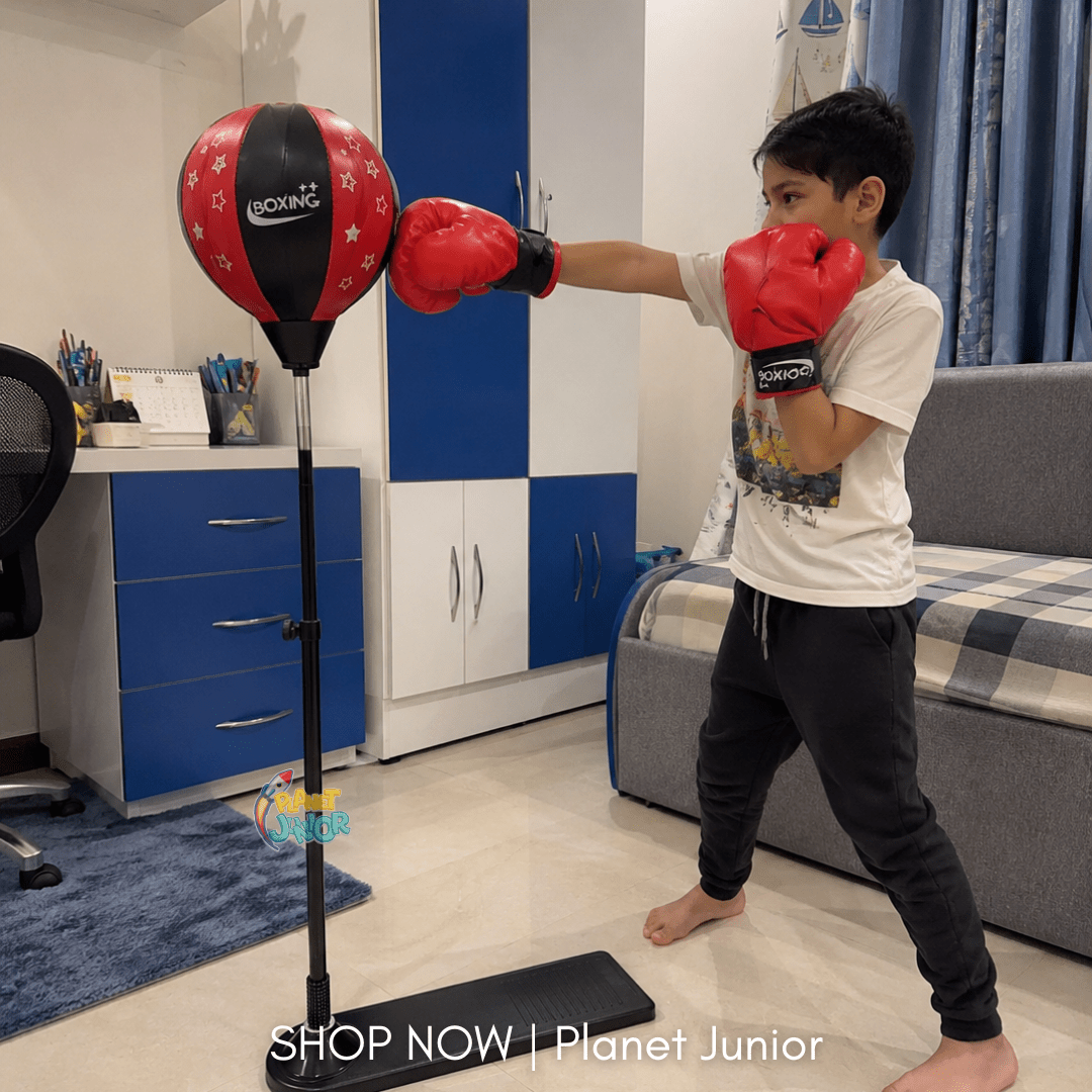 Adjustable Kids Boxing Sport Set with Freestanding Punching Ball