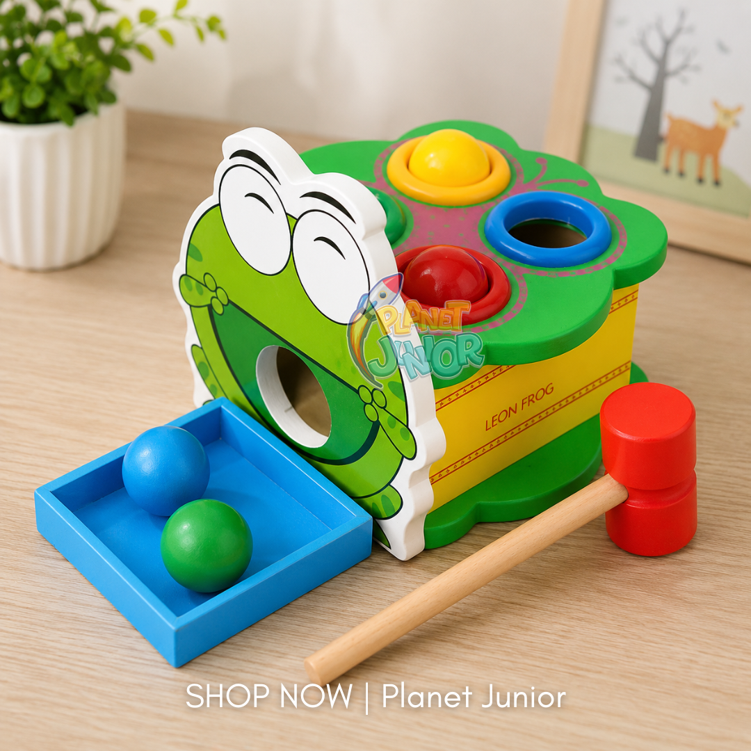 Wooden Frog Knock Ball Hammering Game for Kids